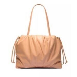 Victoria's Secret Beige Dusty Rose Tote Handbag Pink Ruched Lightweight NWT
